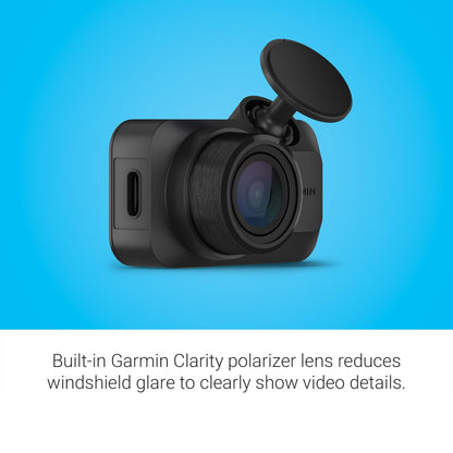 Garmin Dash Cam™ Mini 3, Ultracompact 1080p HD Dash Cam with a 140-degree Field of View, Built in Clarity™ Polarizer, Voice Controlled, Automatic Recording