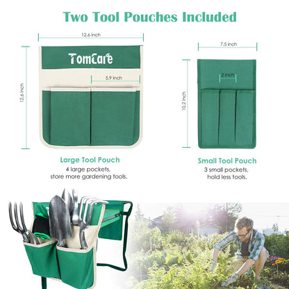 TomCare Garden Kneeler Seat Garden Bench Garden Stools Foldable Stool with Tool Bag Pouch EVA Foam Pad Outdoor Portable Kneeler Gardening Gifts for Women Men, Large 21.65"x10.62"x18.89", Green