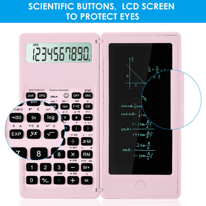 IPepul Scientific Calculators for Students, 10-Digit Large Screen, Math Calculator with Notepad, Classroom Must Haves for Middle High School Supplies & College （Pink