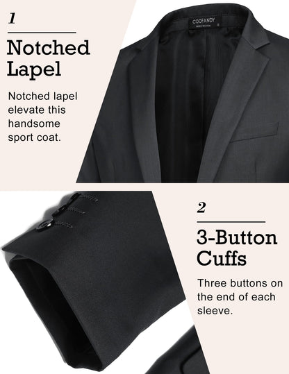 COOFANDY Mens Sports Coat Slim Fit Casual One Button Blazer Business Jacket Suit (Dark Grey L)