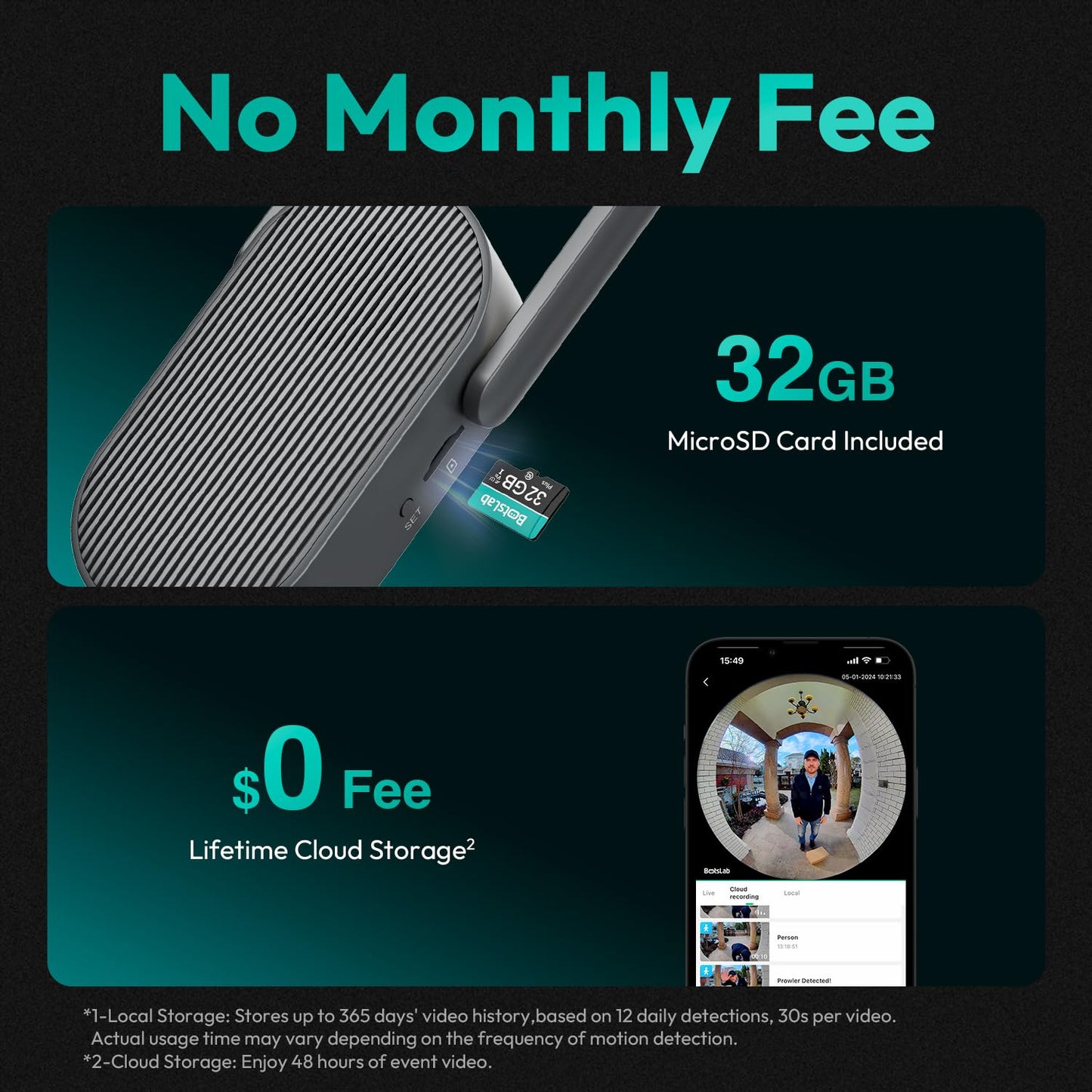 BOTSLAB 5MP Wireless Video Doorbell Camera,180° Head-to-Toe View, AI Motion Detection, VR Mode, Battery or Wired Powered, Easy Installation, Weatherproof, No Monthly Fee, 2.4GHz WiFi