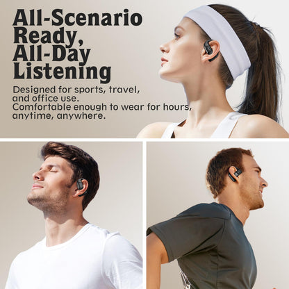 Open Ear Headphones,Over Ear Earbuds with Ergonomic Earhook,Bluetooth Headphones 5.4 with Smart Digital Display,40H Playtime,IPX6 Waterproof,Touch Control Operate Fit Cycling,Running,Workout(Black)