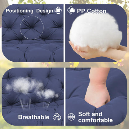HZMGPCM Extra Thick 5" Waterproof Porch Swing Cushions Outdoor 60 inch Swing Cushions 3 Seater Replacement with Backrest and Ties for Outdoor Furniture Patio Bench Garden(Navy Blue)