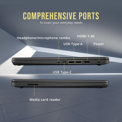 HP Stream 14" HD BrightView Laptop, Intel Celeron N4120, 8GB RAM, 288GB Storage (128GB eMMC + 160GB SSD Docking Station Set), Intel UHD Graphics, HD Webcam, Wi-Fi, 1 Year Office 365, Win 11 S, Black