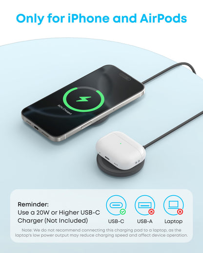 Anker Zolo Magnetic Wireless Charger, Qi2 Certified 15W MagSafe-Compatible Wireless Charging Pad, for iPhone 16/15/14/13 Series, AirPods, and More (Adapter Not Included) (Black, 2 Pack)
