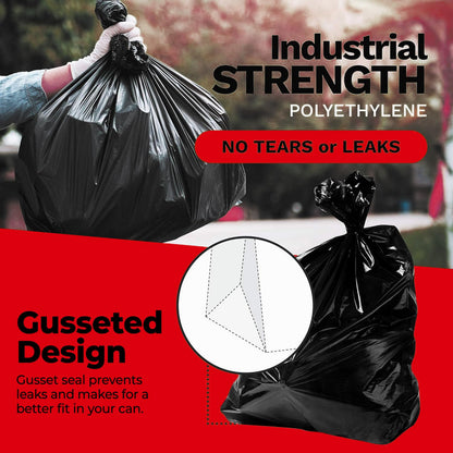 ToughBag 55-60 Gallon Heavy Duty Trash Bags - 150 Count, Large Black Garbage Bags - Made in USA