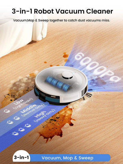 Lefent M2 Plus Robot Vacuum and Mop Combo,190° PSD Obstacle Avoidance,LIDAR Navigation,40-Day Capacity,Powerful Suction,Perfect for Pet Hair,140 Min Runtime, WiFi/App/Alexa