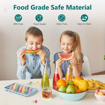 Optish 3 Pack Ice Trays for Freezer, 99 PCS Ice Cube Tray with Lid and Bin, Round Ice Cube Trays for Freezer, Circle Ice Cube Tray for Chilling Drinks