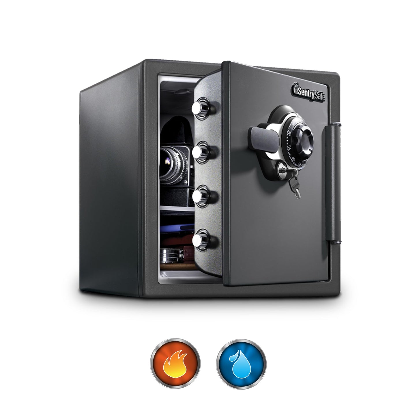 SentrySafe Medium Gray Fireproof Safe and Waterproof Safe Box with Dial Combination, Home Security for Money, Documents, or other Valuables, 1.23 Cubic Feet, SFW123DSB