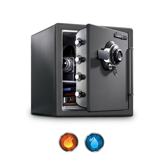 SentrySafe Medium Gray Fireproof Safe and Waterproof Safe Box with Dial Combination, Home Security for Money, Documents, or other Valuables, 1.23 Cubic Feet, SFW123DSB