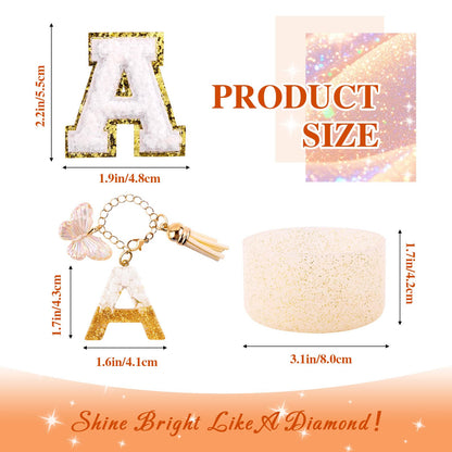 White Cup Accessories Set for Stanley 30OZ & 40OZ Tumbler with Handle, Letter Charms, Bow & Diamond Straw Covers, Glitter Silicone Boot, Personalized Sticker for Stanley Cup Accessories (A)