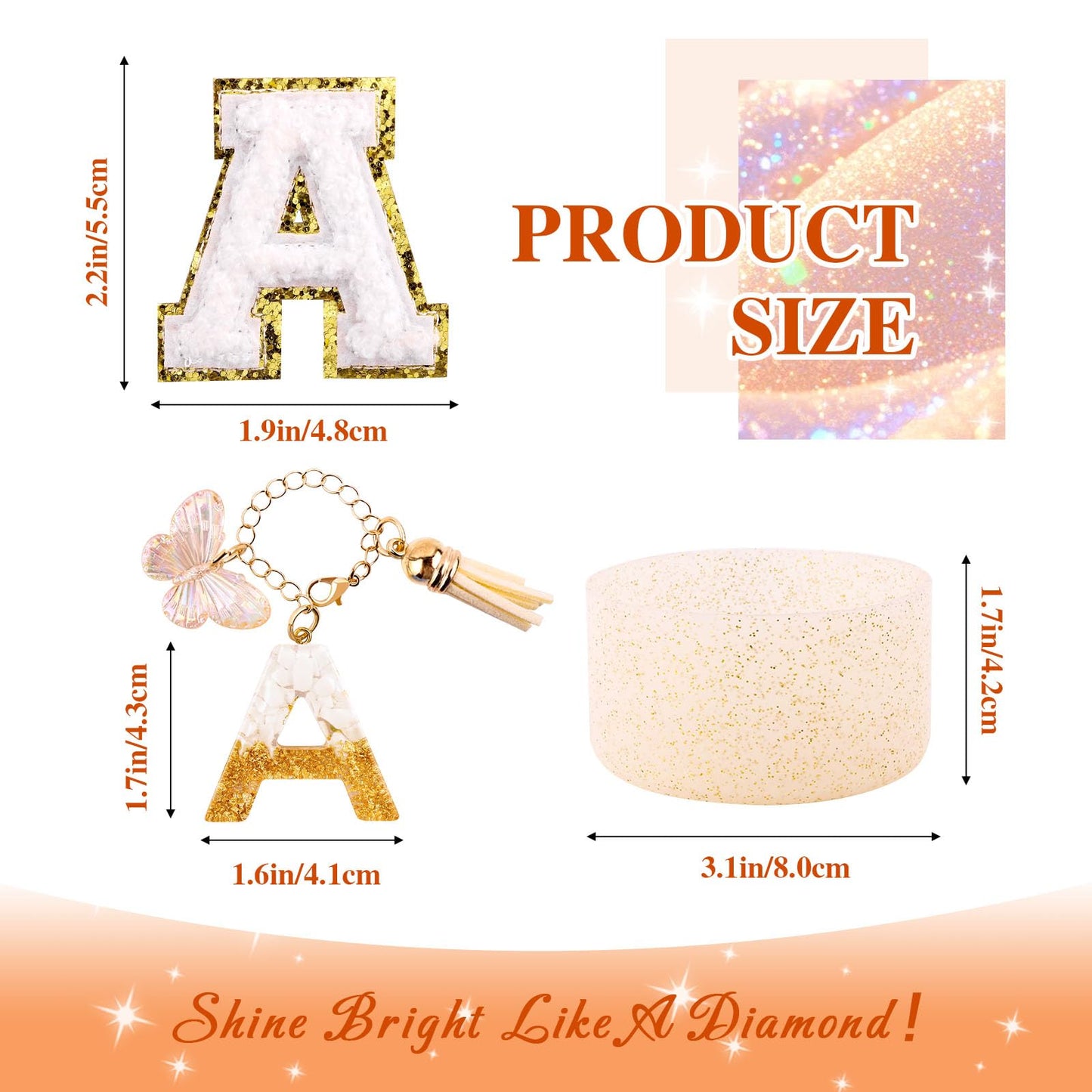 White Cup Accessories Set for Stanley 30OZ & 40OZ Tumbler with Handle, Letter Charms, Bow & Diamond Straw Covers, Glitter Silicone Boot, Personalized Sticker for Stanley Cup Accessories (A)