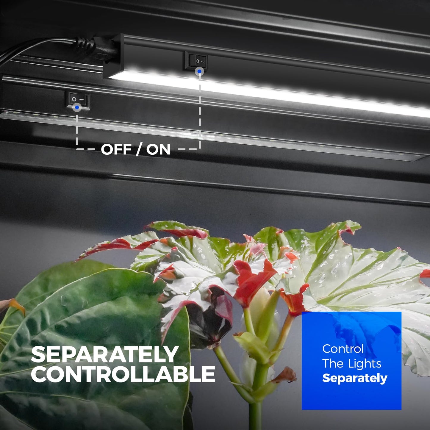Barrina T5 Grow Lights for Indoor Plants, Full Spectrum Grow Light, 1ft LED Plant Light, Black Cover LED Grow Light Strips, 3 Mounting Modes, Magnetic Installation, Plug and Play, 5000K, 4 Packs