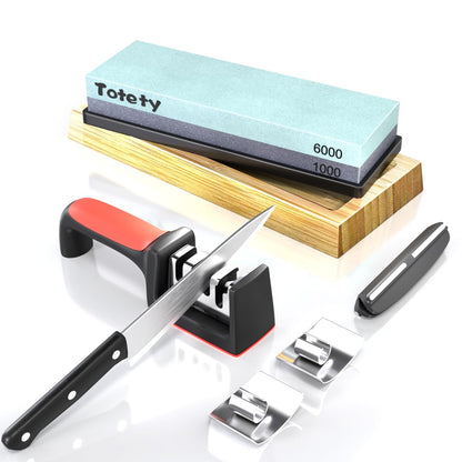 Whetstone, Sharpening Stone, Knife Sharpening Stone, Whetstone Knife Sharpener, Kitchen Knife Sharpener, Dual Grit 1000/6000 Water Stone with Non-Slip Base, Wet Stone, Knife Sharpener&Angle Guide