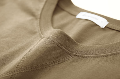 KLIEGOU Mens Cotton Hipster Hip Hop Longline Long Sleeve T Shirt 67 Khaki XXXL