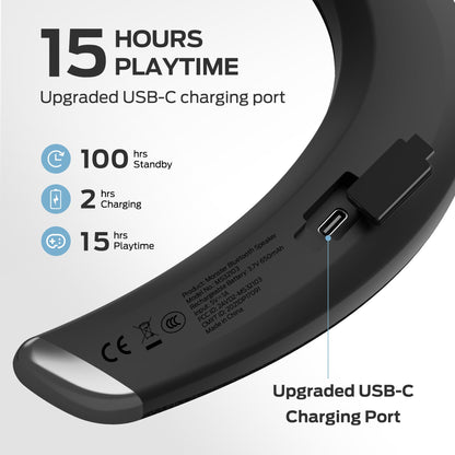 Monster Boomerang Petite Neckband Bluetooth Speakers, Neck Speaker with 15H Playtime, aptX High Fidelity 3D Stereo Sound, Low Latency, Built-in Mic, IPX5 Waterproof Wearable for Home Outdoor