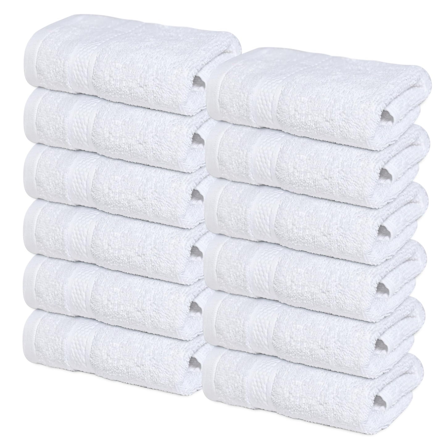 Infinitee Xclusives Luxury Wash Cloths for Showering [13x13] – 100% Cotton Washcloths [Pack of 12], Soft and Absorbent Face Towels for Bathroom Wash Clothes, Gym, and Spa (Brilliant White)