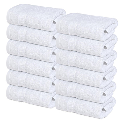 Infinitee Xclusives Luxury Wash Cloths for Showering [13x13] – 100% Cotton Washcloths [Pack of 12], Soft and Absorbent Face Towels for Bathroom Wash Clothes, Gym, and Spa (Brilliant White)