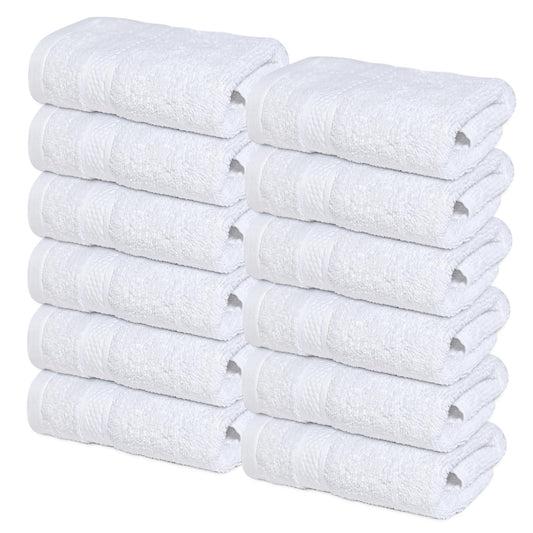 Infinitee Xclusives Luxury Wash Cloths for Showering [13x13] – 100% Cotton Washcloths [Pack of 12], Soft and Absorbent Face Towels for Bathroom Wash Clothes, Gym, and Spa (Brilliant White)