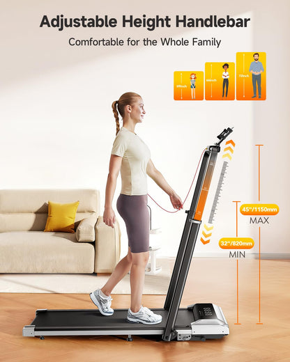 TOPUTURE Walking Pad Treadmill with 12% Incline, 6 in 1 Folding Treadmill with Adjustable Handle Bar for Home/Office, Under Desk Treadmills Portable Walking Pad with App, Remote Control & LED Display