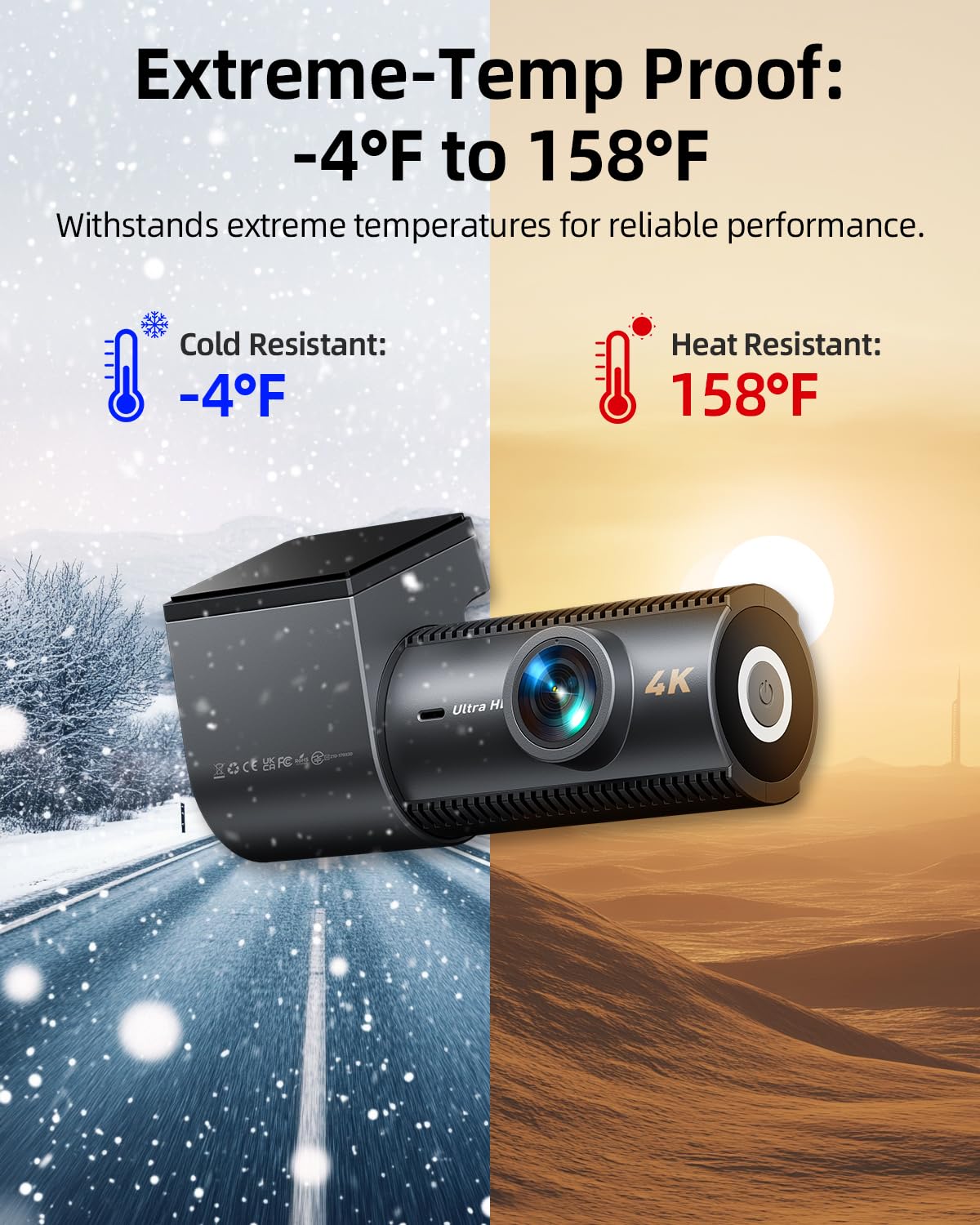 CIEVIE 4K Dash Cam Front and Rear, 64GB SD Card, 1.5” IPS Display Car Camera, 5Ghz WiFi+App Control, Night Vision, 24H Parking Mode, G-Sensor, WDR, 170° Wide Angle, 4K+1080P Dual Dash Camera for Cars