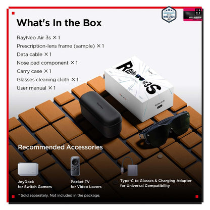 RayNeo Air 3s AR/XR Glasses, 201" 120Hz FHD HueView Display, Portable AR Video Eyewear Gaming Glasses for iPhone 16/15, Android, Mac, Switch, PS5, Steam Deck - Next-Gen Wearable Theater