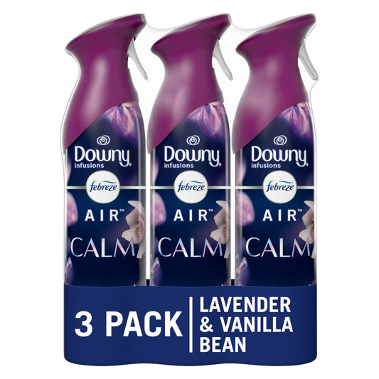 Febreze Air Mist Odor-Fighting Air Freshener Downy Calm, 8.8 oz. Aerosol Can, 3 pack