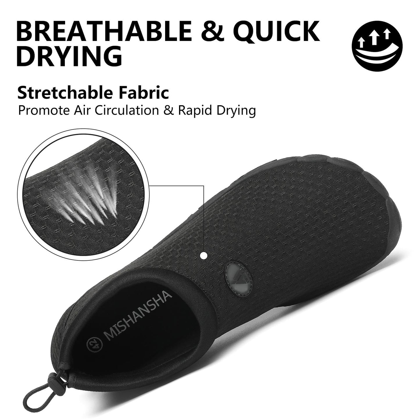 Mishansha Womens Mens Water Shoes Wide Toe Box Swim Beach Barefoot Shoes Quick Dry Non Slip Lividity Black 12.5 Women/10.5 Men