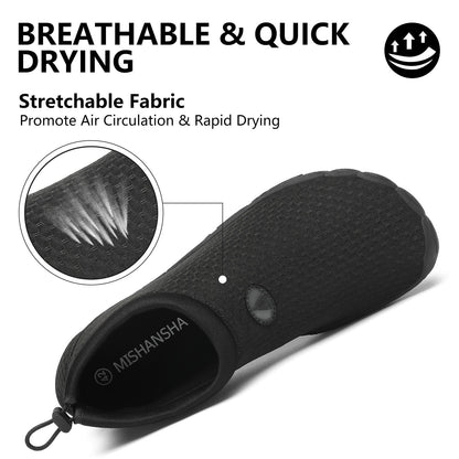 Mishansha Womens Mens Water Shoes Wide Toe Box Swim Beach Barefoot Shoes Quick Dry Non Slip Lividity Black 12.5 Women/10.5 Men