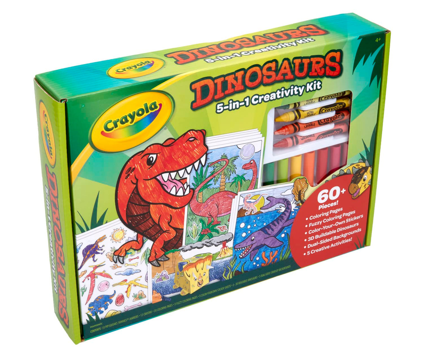 Crayola Dinosaur 5-in-1 Art Kit for Kids, Dinosaur Toys, Kids Art Set, Dinosaur Gift for Boys & Girls, Ages 4+