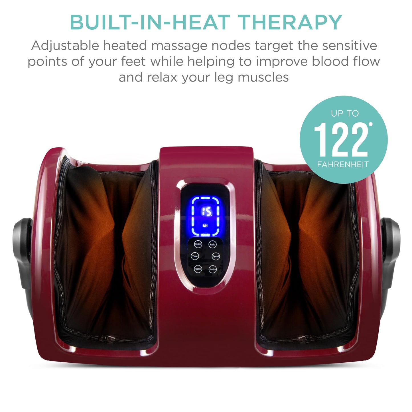 Best Choice Products Heated Foot Massager Machine Shiatsu Leg Massager, Therapeutic Reflexology Calf Massager w/Blood Circulation, Nerve Pain, Deep Kneading, High-Intensity Rollers - Burgundy