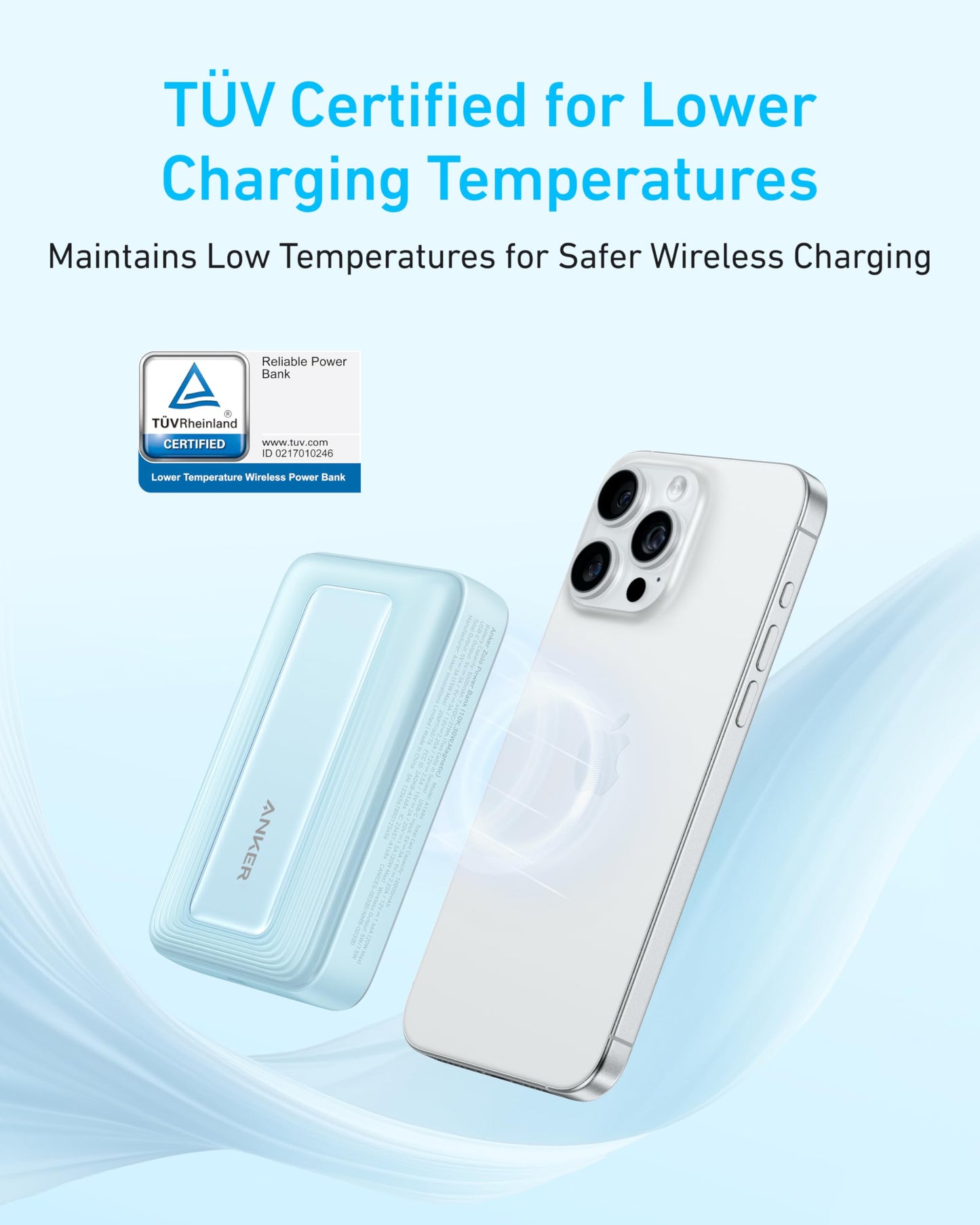 ANKER Zolo Magnetic Power Bank, Compact 10,000mAh Wireless Portable Charger with 30W Max Fast Charging, Skin-Friendly and Durable Battery Pack, for iPhone 16/15/14 Series, AirPods, and More