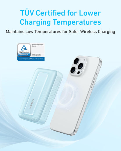 ANKER Zolo Magnetic Power Bank, Compact 10,000mAh Wireless Portable Charger with 30W Max Fast Charging, Skin-Friendly and Durable Battery Pack, for iPhone 16/15/14 Series, AirPods, and More