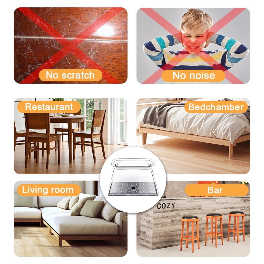 32 Pcs Rectangle Chair Leg Protectors for Hardwood Floors, Silicone Felt Furniture Leg Cover Pad for Protecting Floors from Scratches and Noise, Small (Fit L:1-1/8" to 1-1/2", W:3/4" to 1")