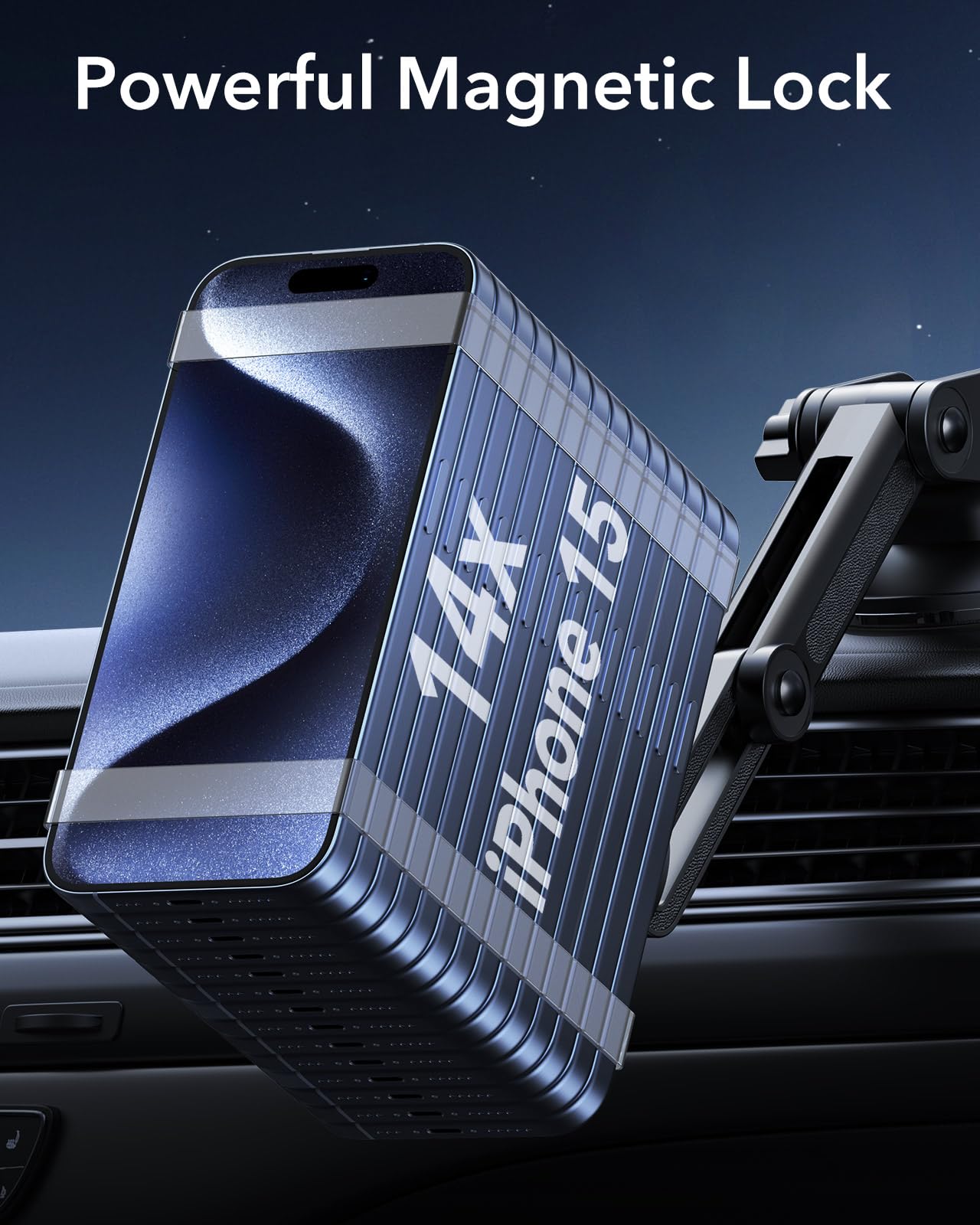 ESR Dashboard Magnetic Phone Holder for Car, for MagSafe Car Mount, Windshield Vacuum Car Mount for iPhone 16/16e/15/14/13/12, Samsung, Car Accessories, Charging Not Supported,2 Metal Rings Included