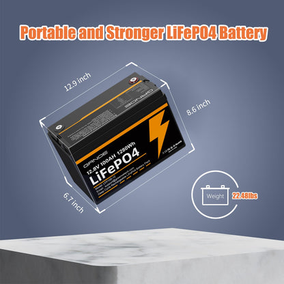 12V 100Ah LiFePO4 Battery Group 31 With Built-in 100A BMS (2 Pack), 1280Wh Lithium Battery with 15000 Deep Cycles, Prefect for Solar System, Rvs, Marine, Vans, Trailer, Backup