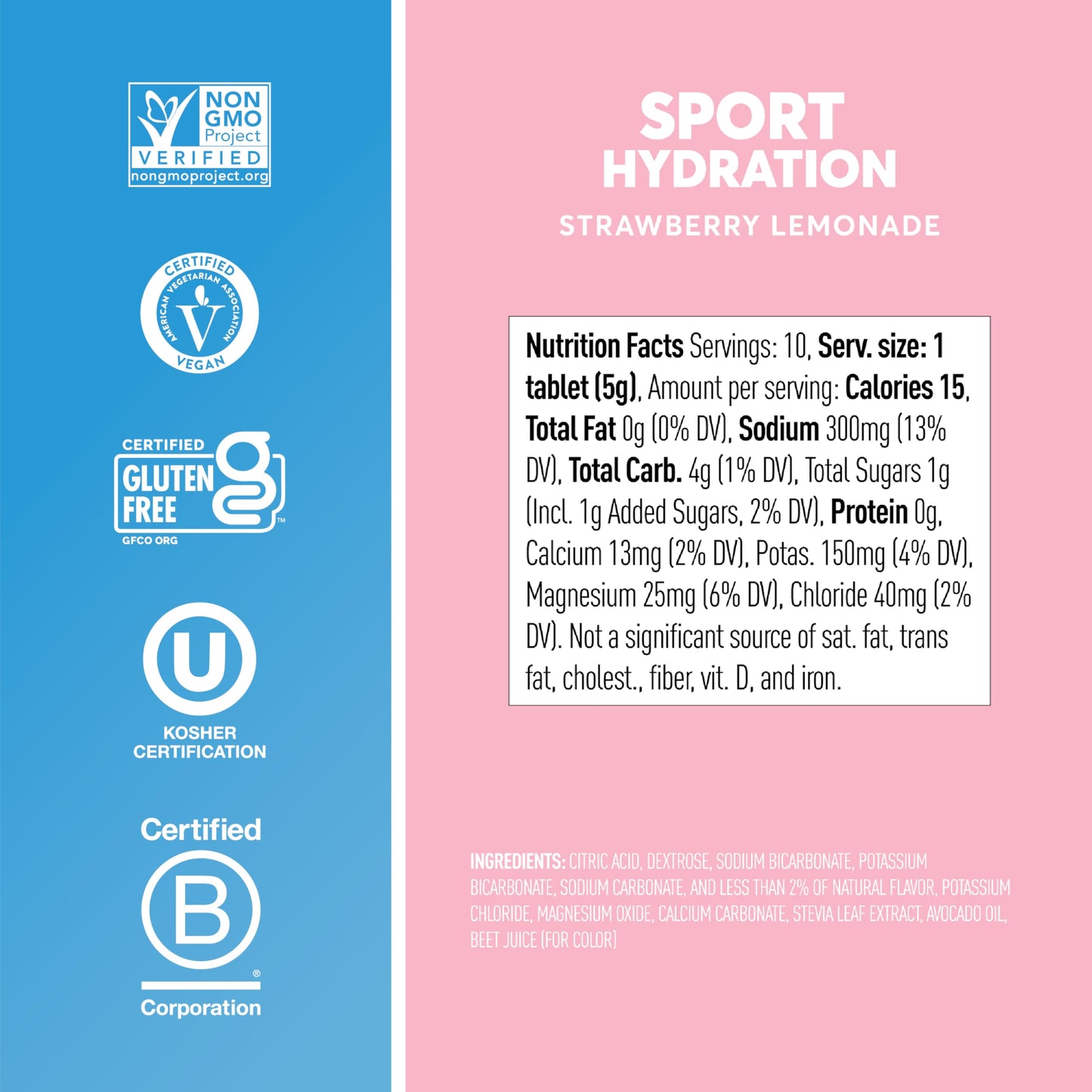 Nuun Sport Electrolyte Tablets with Magnesium, Calcium, Potassium, Chloride & Sodium, Gluten Free & Vegan, Strawberry Lemonade, 4 Pack (40 Servings Total)