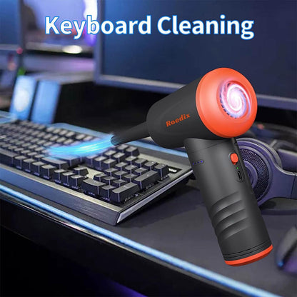 Compressed Air Duster 3-Gear 100000RPM Keyboard Cleaner, Electric Air Duster for Computer Replace Compressed Air Can, Cordless Reusable no Canned Air Blower, 6000mAh Rechargeable Keyboard Duster