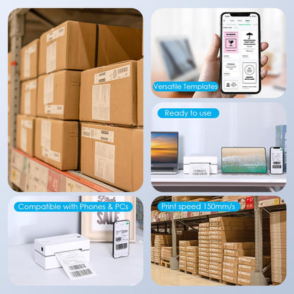 KNAON Bluetooth Thermal Shipping Label Printer, 4x6 Wireless Thermal Address Label Printer for Small Bussiness, Compatible with iPhone,Android,Windows,Mac,Chromebook –Works with eBay Shopify USPS&More