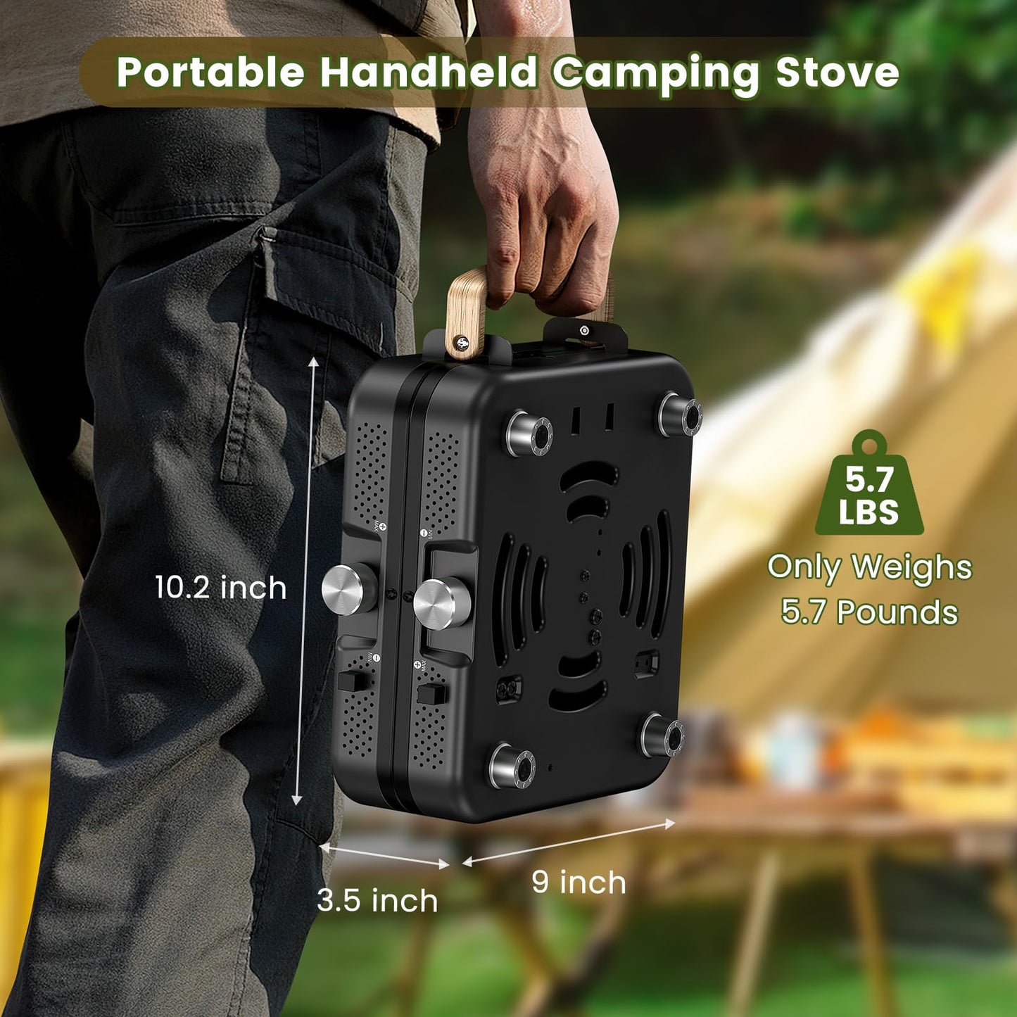 OGERY 2-Burner Foldable Camping Stove with Griddle (Textured & Smooth) and Carrying Bag, Portable Propane Camp Stove with 2 Adjustable Burners & Piezo Ignition, for Camping Tailgating Essentials Gear