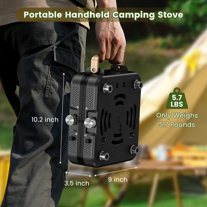 OGERY 2-Burner Foldable Camping Stove with Griddle (Textured & Smooth) and Carrying Bag, Portable Propane Camp Stove with 2 Adjustable Burners & Piezo Ignition, for Camping Tailgating Essentials Gear