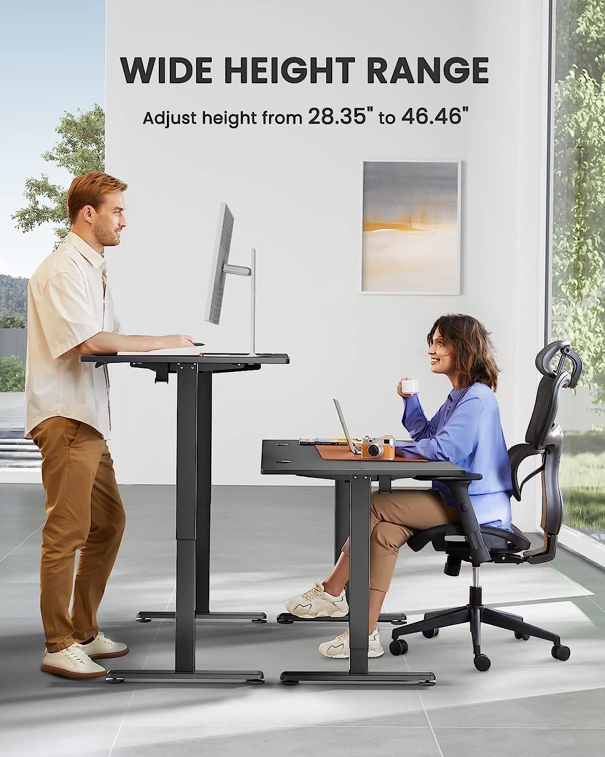 ErGear Height Adjustable Electric Standing Desk, 55 x 28 Inches Sit Stand up Desk, Memory Computer Home Office Desk (Black)