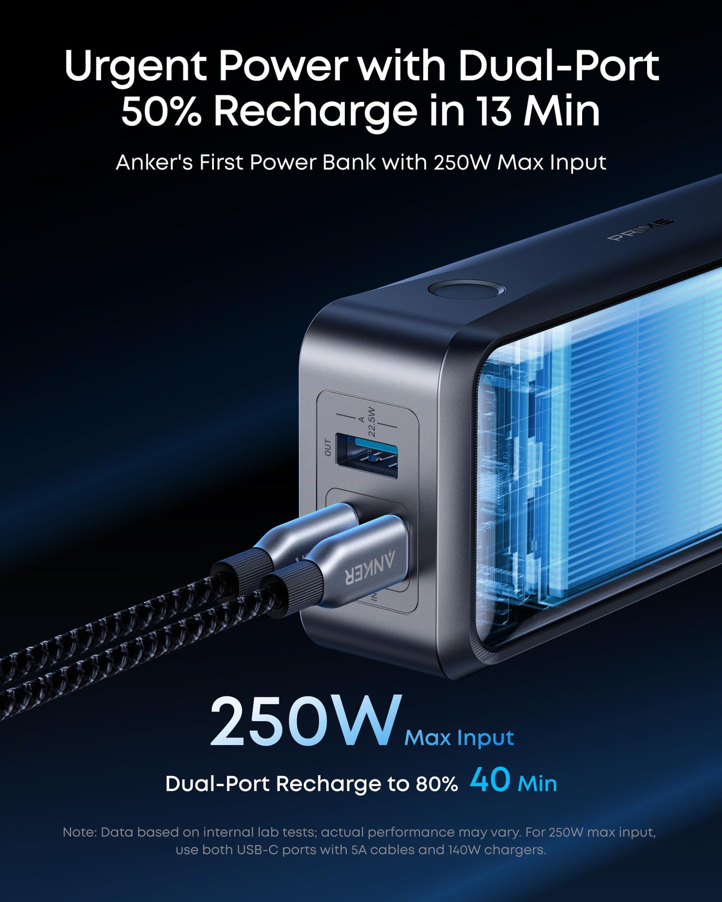 Anker Prime Power Bank, 26,250mAh 3-Port Portable Charger with 300W Max Output, Two-Way Charging, TSA-Approved, App Control, for MacBook, iPhone 17/16 Series, and More (Base Not Included)
