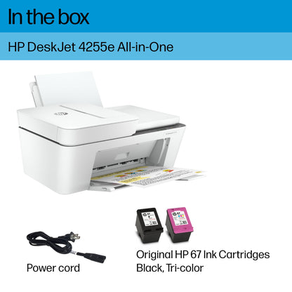 HP DeskJet 4255e Wireless All-in-One Color Inkjet Printer, Scanner, Copier, Best-for-Home, 3 Months of Ink Included (588S6A)