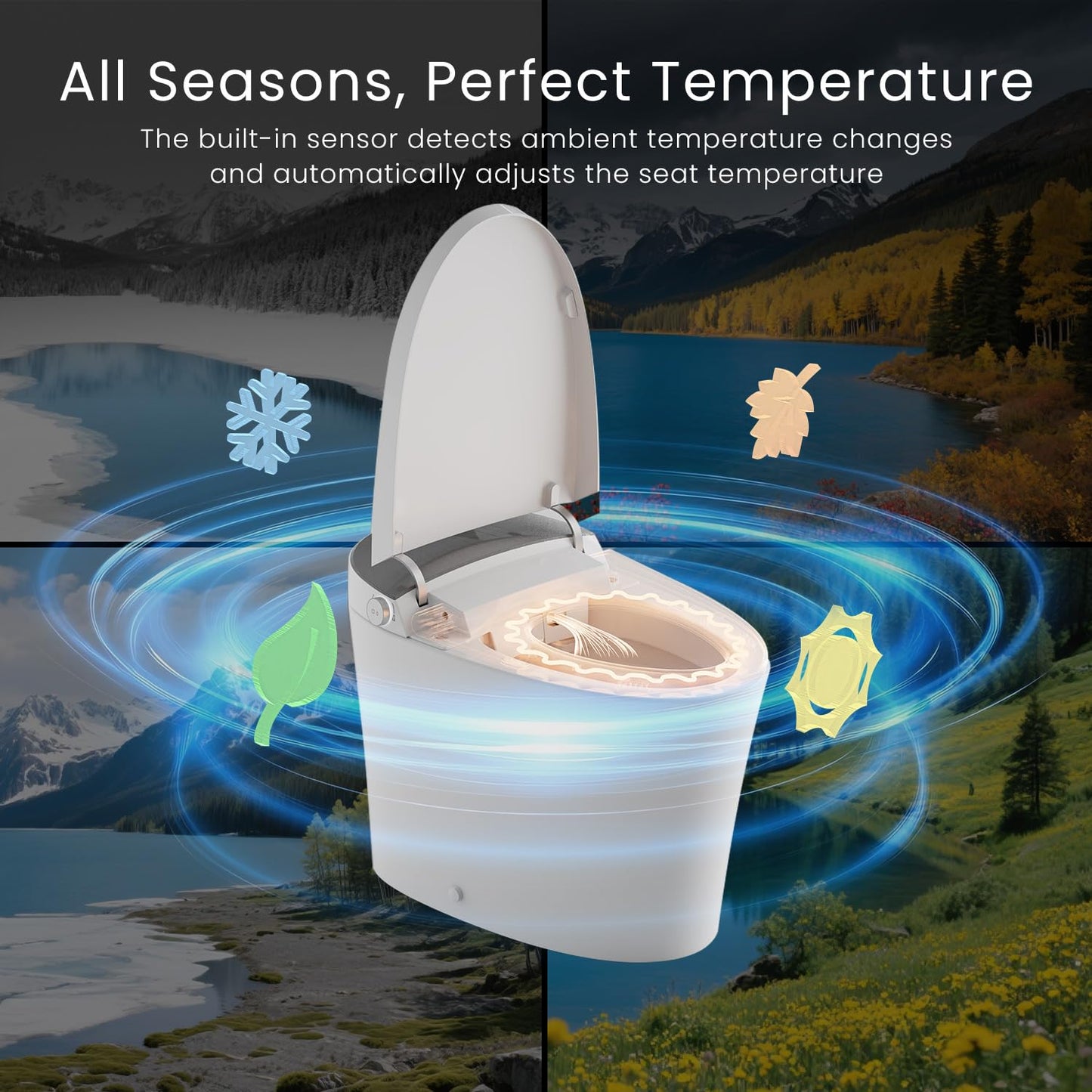 CANEST Smart Toilet with Bidet Built in, 1000 Gram MaP Flush Score, Bidet Toilet 12" Rough-in, Dual-Flush 1.1/1.6GPF with 17" ADA Comfort Chair Height Seat, Auto Open Close, Heated Seat, Night Light