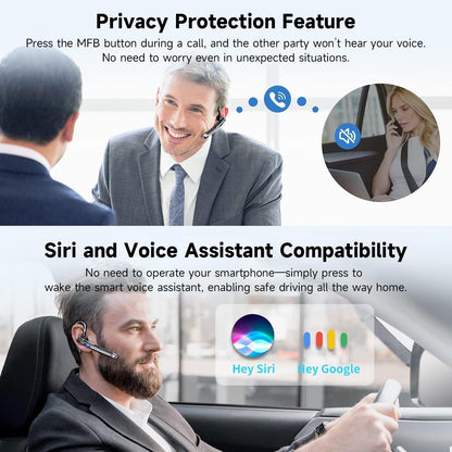 Bluetooth Headset V6.1,Single-Ear Wireless Headset with USB Dongle, 10H Talk Time and 4H Playtime via USB, Dual-Mic Noise Canceling Earpiece for Computer/Cell Phones, Driving Headset for Trucker Work