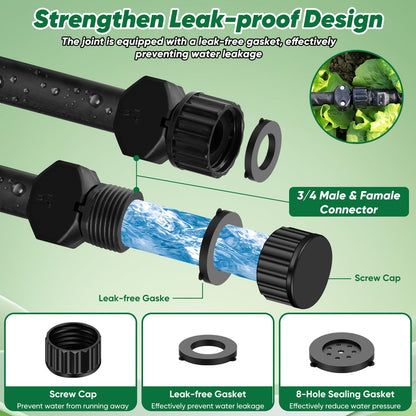 Tuzoc Soaker Hose 50 ft, Garden Hose With Drip Irrigation System, 1/2 Linkable Consistent Drip Irrigation Hoses, Leakproof Design Water Hose, Save 80% of Water for Garden, Farm, Orchard Plantation