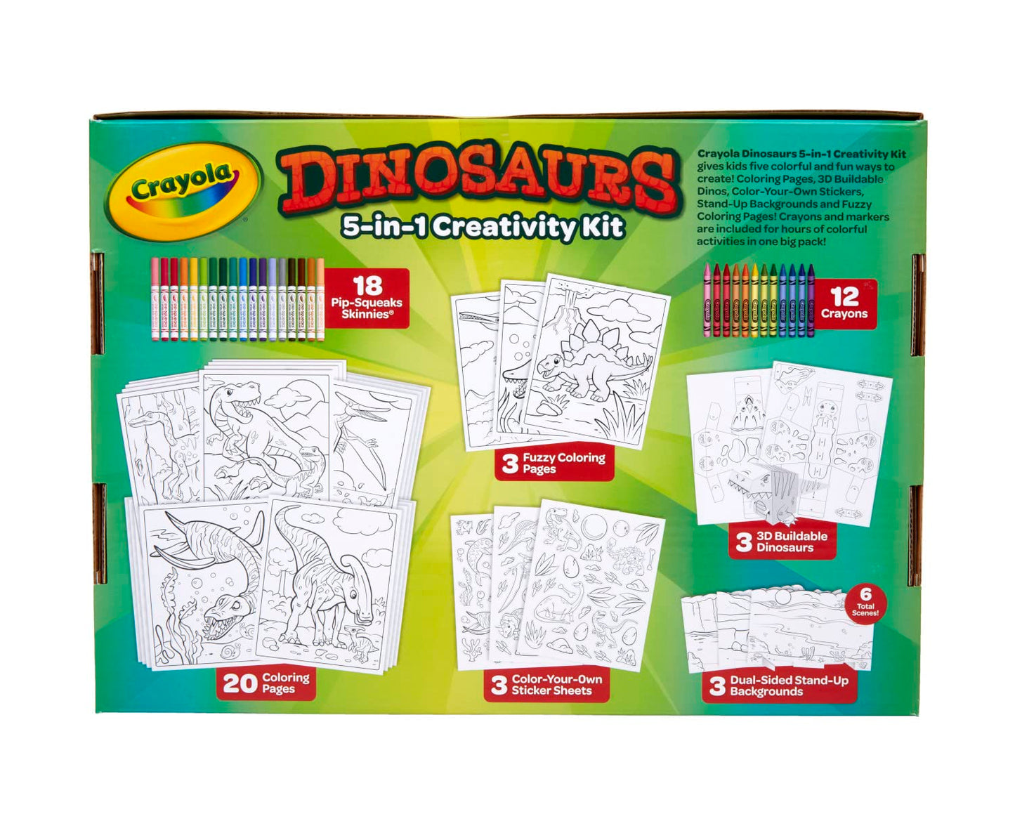 Crayola Dinosaur 5-in-1 Art Kit for Kids, Dinosaur Toys, Kids Art Set, Dinosaur Gift for Boys & Girls, Ages 4+