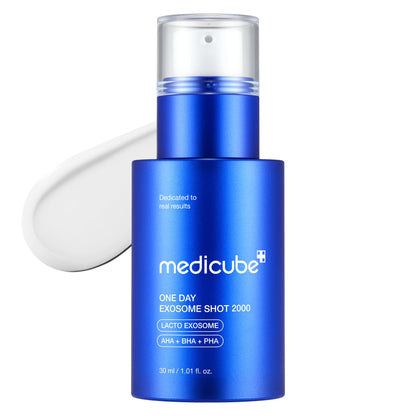 medicube Exosome Shot Zero 2,000 PPM Spicule Facial Serum | Liquid Skin Booster Serum | Exosome, AHA+BHA+PHA | Pore Care, Dead Skin Cells, Skin Texture | Korean Skincare, 1.01 fl.oz