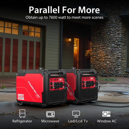 PowerSmart 4800-Watt Portable Inverter Generator with Wheels Handle Kit, CO Sensor, Quiet, RV-Ready, HB5046C
